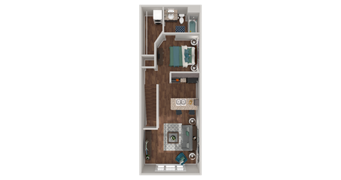 Floor plan for studio, 1 bath, 660 sqft